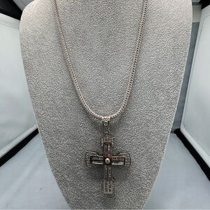 Silver Cross Diamond Necklace
